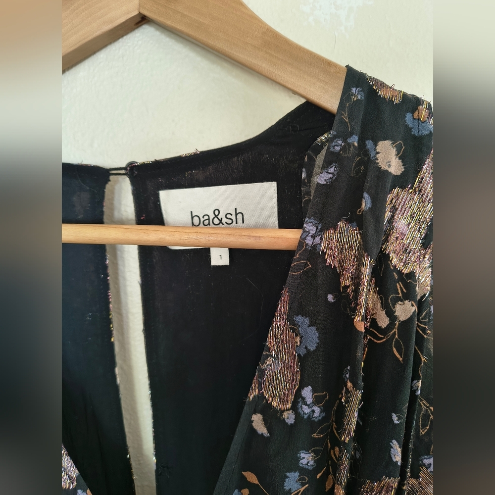 Beautiful ba&sh Lady Dress Size 1 (Small, US 4) Midi Length Silk Floral - Picture 2 of 15